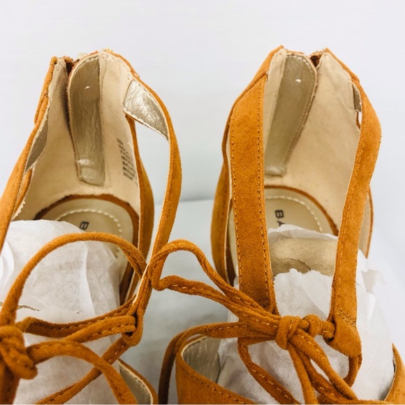 Bandolino Tan Suede Lace Up Wedge Sandal - Picture 13 of 16